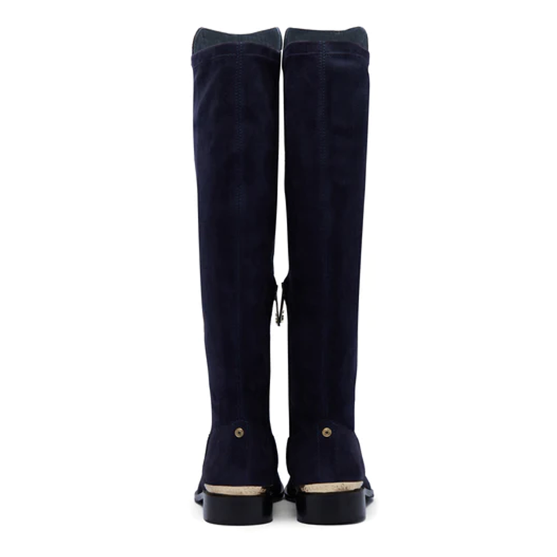 Holland Cooper Albany Knee Boot - Ink Navy Suede-2